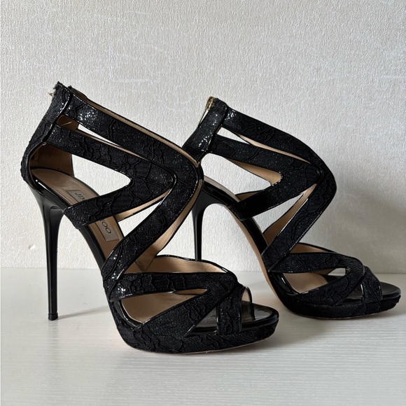Jimmy Choo Shoes - Jimmy Choo Black strappy sequins Stiletto Women’s size 9